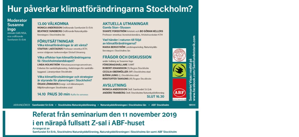 OBS! REFERAT FRÅN KLIMATSEMINARIET 11 NOV 2019