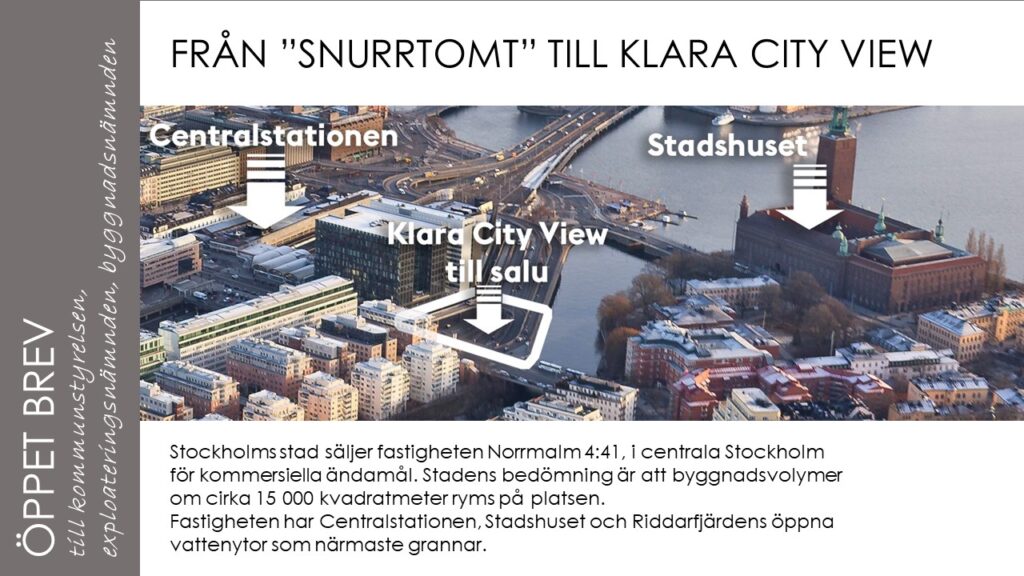 Öppet brev om projektet Klara City View på Norrmalm