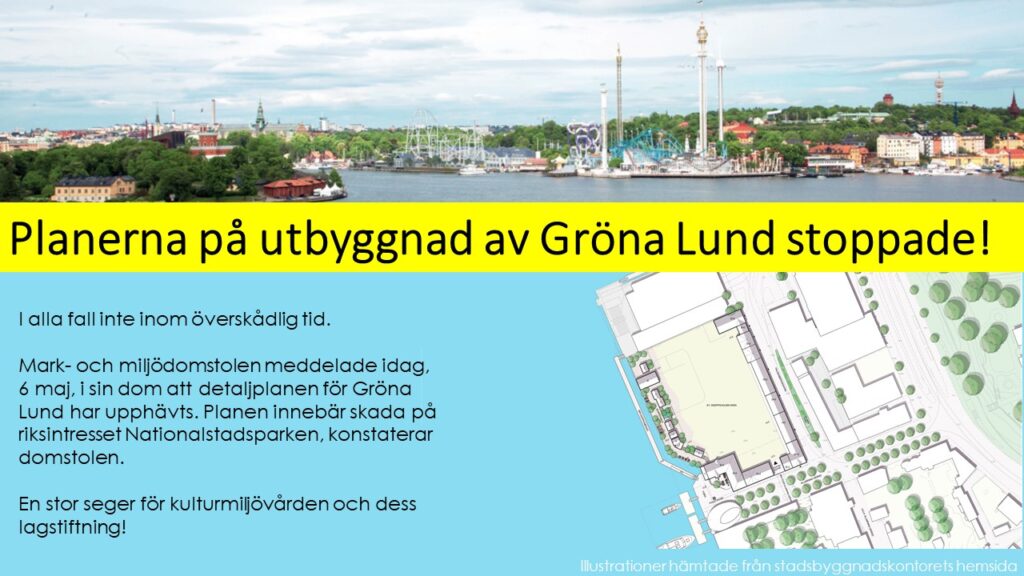 Utbyggnadsplanerna för Gröna Lund stoppas av Mark- och miljödomstolen