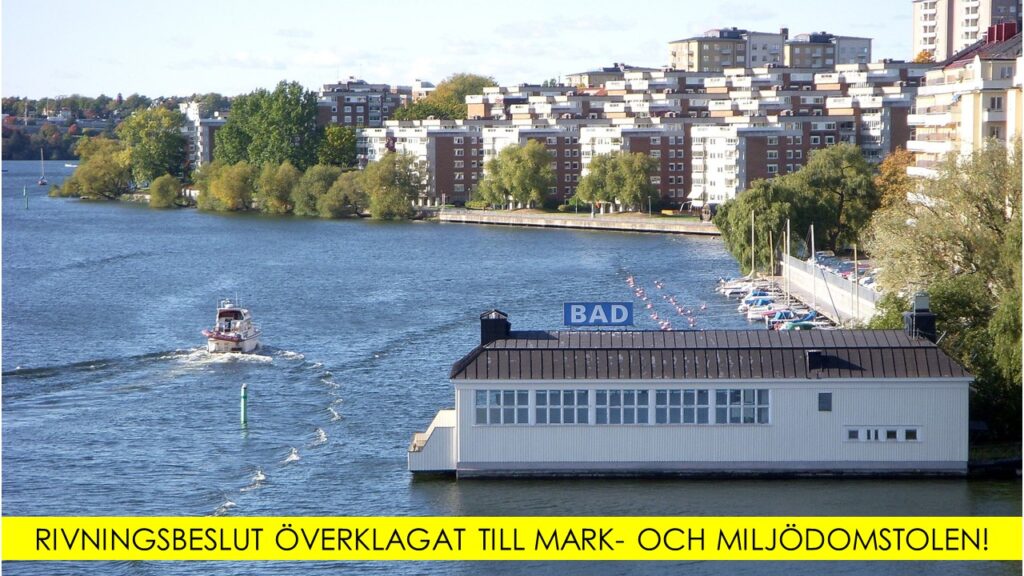 Samfundet S:t Erik har överklagat Länsstyrelsens beslut angående Liljeholmsbadet till Mark- och miljödomstolen